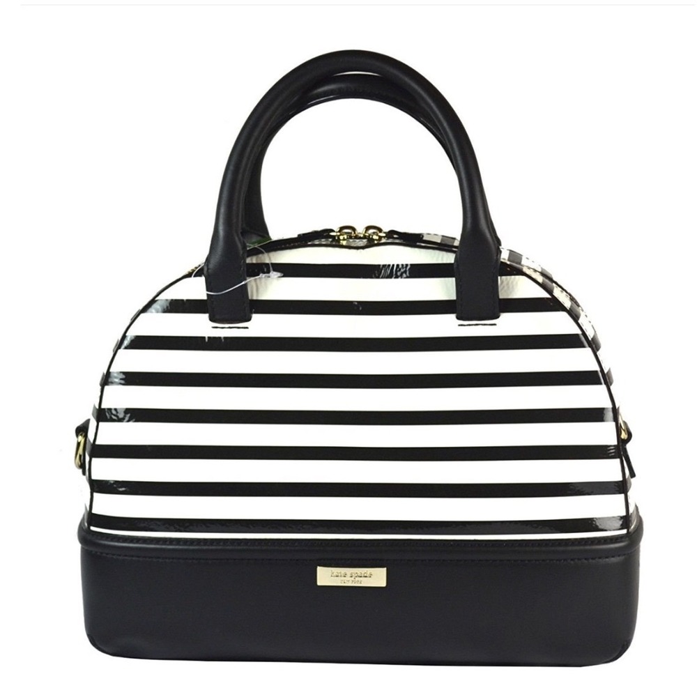 Kate Spade Vintage Y2K Chelsea Park Porter Black White Striped Shoulder Bag